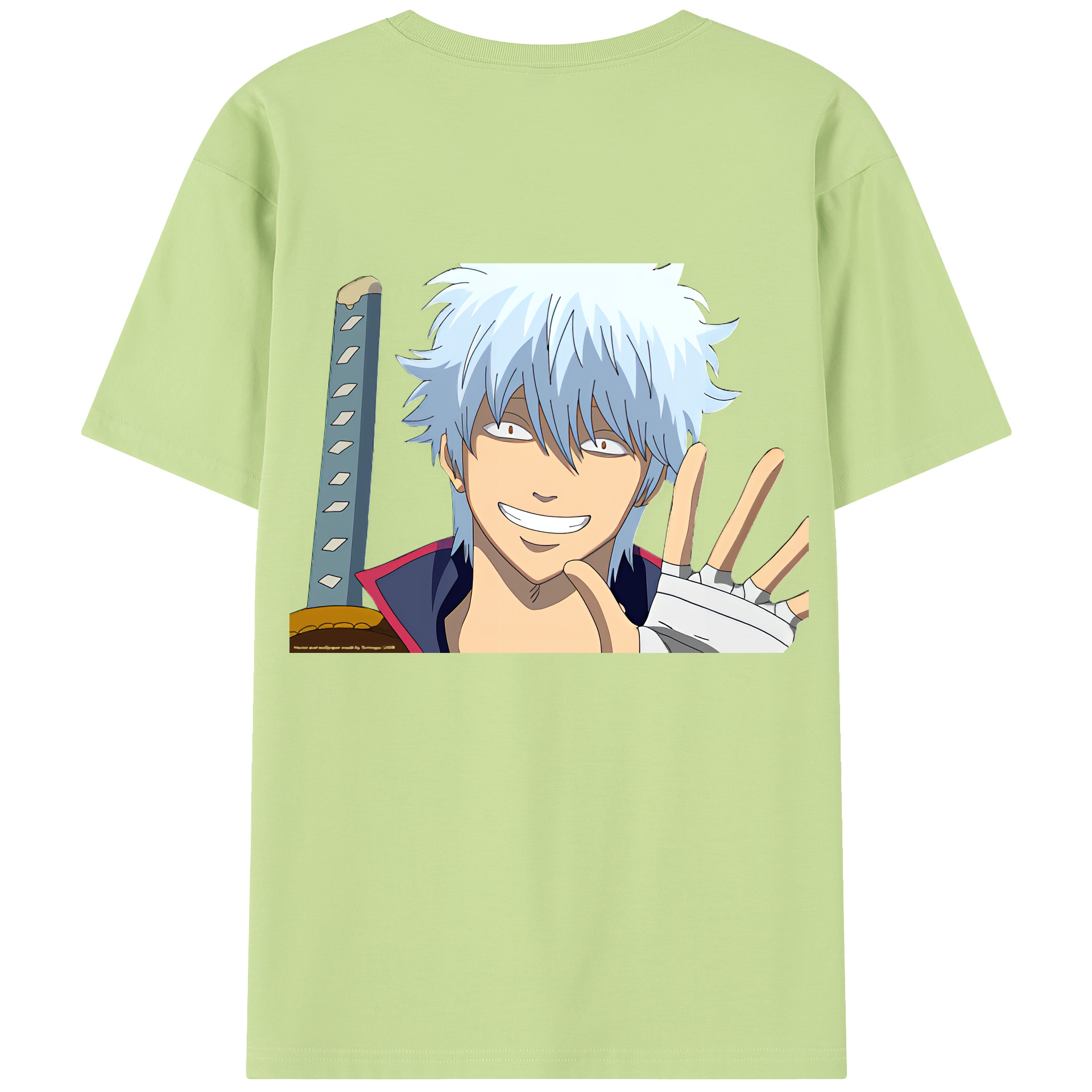 （画像用） ぎんたま 坂田銀時（さかたぎんとき） 神楽 志村新八（しむら しんぱち） GINTAMA Sakata Gintoki Kagura Shimura Shinpachi 綿100％半袖Tシャツ（背面プリント）